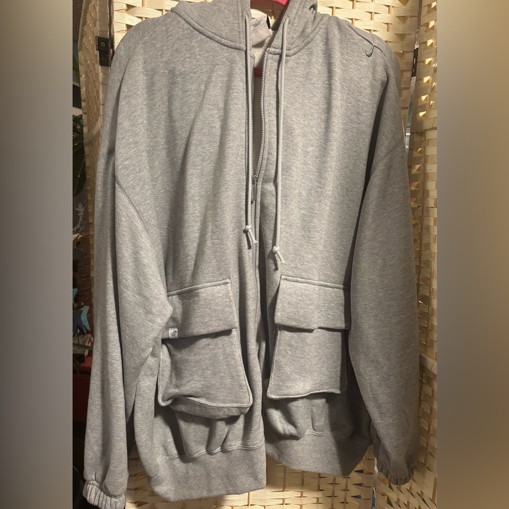 Nike Heather Gray Zip-Up Baggy/Boyfriend Hoodie
